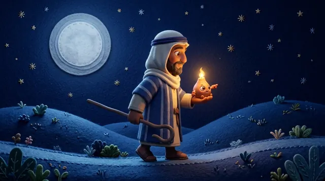 The shepherd searches through the night with Lumi